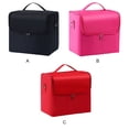 thumbnail image 3 of Redempat Travel Makeup Bag Portable Multi-layer Waterproof Cosmetic Organizer Case Zipper Pouch Large Capacity Purse Compartments Rose Red, 3 of 6