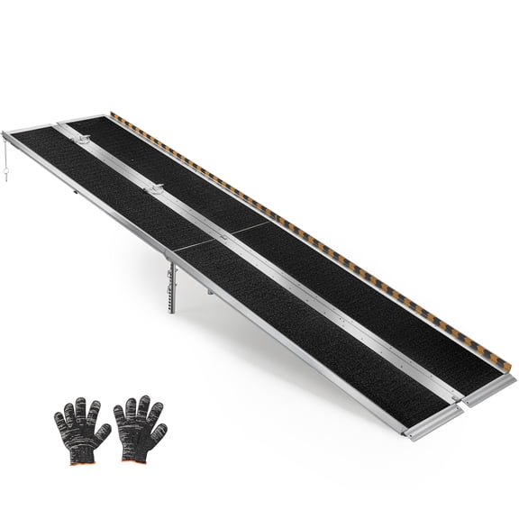VEVOR Portable Wheelchair Ramp, 10FT, Non-Slip Aluminum Folding Handicap Ramp for Wheelchair, 800 lbs Capacity, Door Threshold Ramps for Home Steps, Stairs, Entry, Threshold, Doorways, Scooter, Curbs