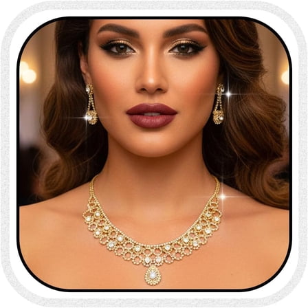 Rhinestone Bridal Wedding Jewelry Set Sparkly Crystal Necklace Earrings Sets Prom Necklaces for Women[u472]