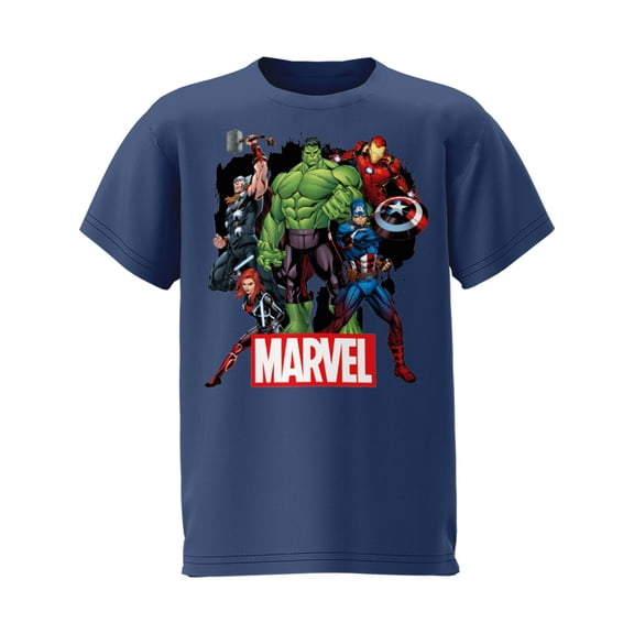 Marvel Avengers Youth Slate Blue Short Sleeve Tee Shirt, XS-XL (Boy's)