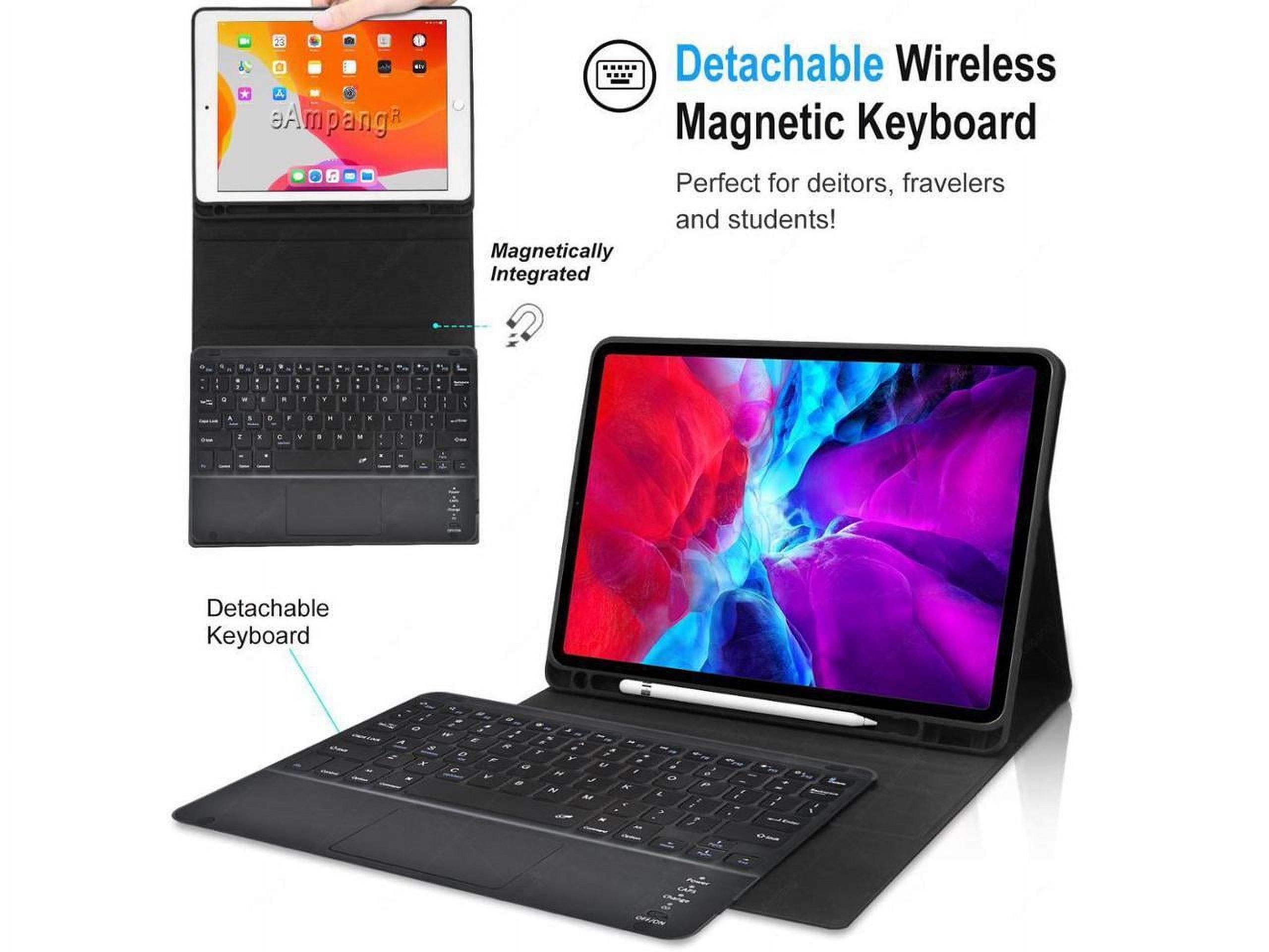 Bluetooth Keyboard Case with Trackpad for iPad Pro 12.9 inch 2017 2015 (Old Model, 2nd & 1st Generation) Removable Wireless Keyboard with Leather Cover / Pencil Holder