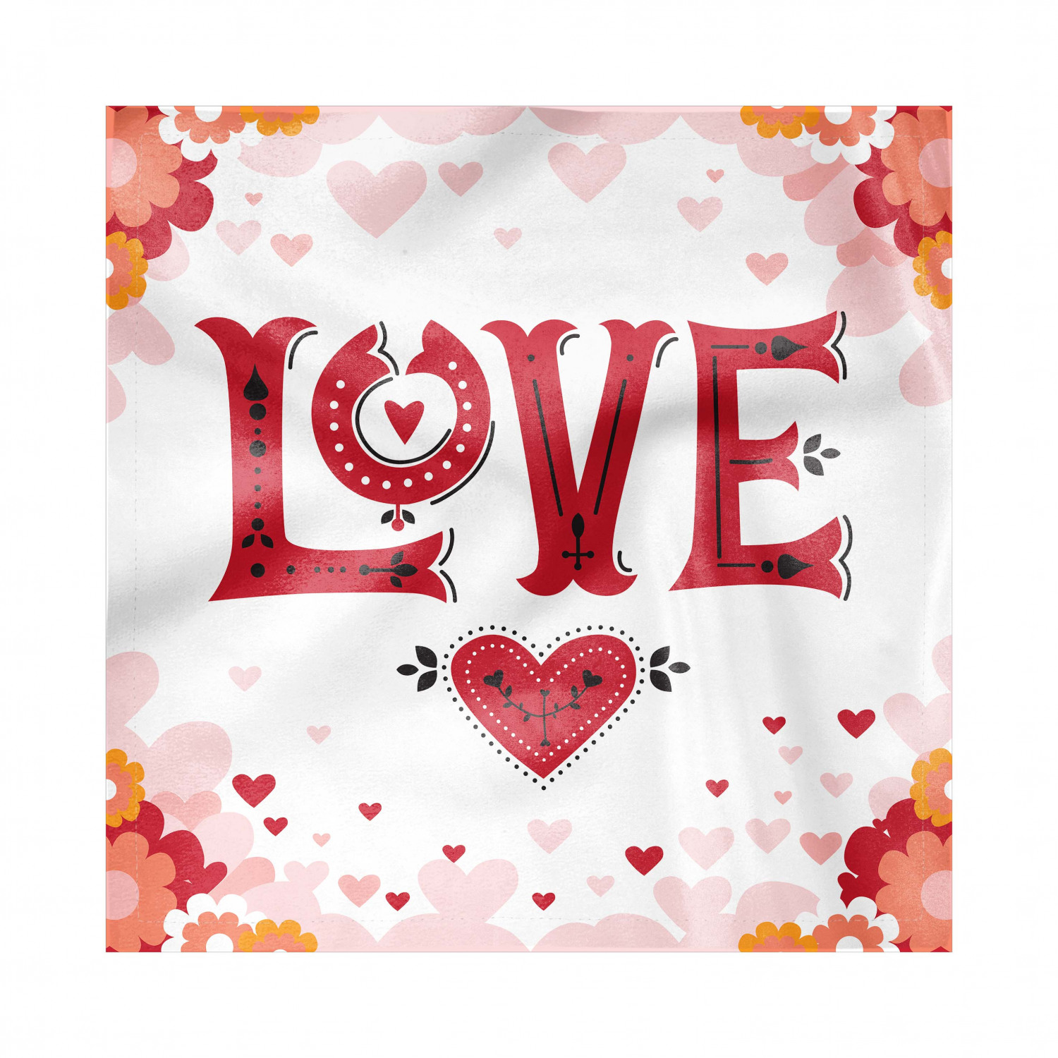 Vintage Valentine Napkins Set of 4, Love Typography with Pastel Hearts ...