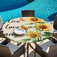 thumbnail image 5 of Sunflower Round Tablecloth 45-54 Inch Round Fitted Table Cloth with Elastic Edge, Watercolor Summer Botanical Butterfly Waterproof Table Cover Protector for Outdoor Picnic Party Dining, 5 of 6