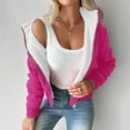 thumbnail image 4 of jtjvou Hem Hooded Quilted Jacket Women Cropped Lightweight Winter Jackets Long Sleeve Casual Jacket Pink M, 4 of 9