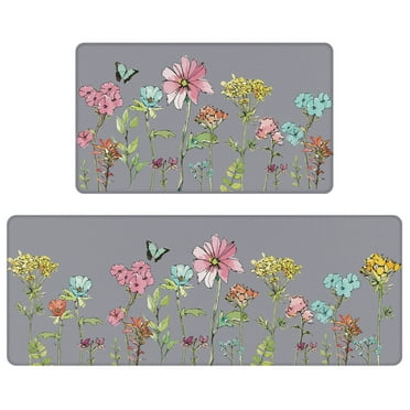 Kitchen Mat 46.8" x 17.32" and 29.13" x 17.32" Set of 2,Mauve Antifatigue Kitchen Rugs and Mats for Floor
