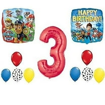 PAW PATROL Chase Dog 3rd #3 RED 11 Piece Birthday Party Mylar and Latex Balloons Set.