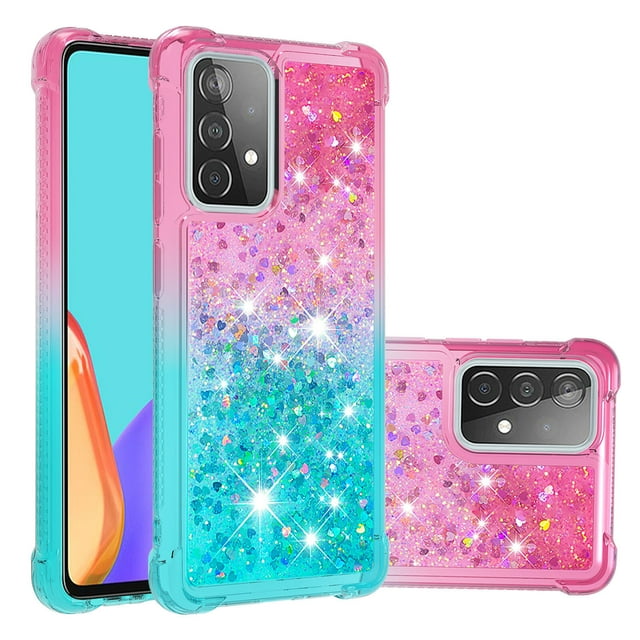 Funda para Samsung Galaxy A52 5G/4G Transparente con Brillos Carcasa Protectora Antigolpes con Glitter Brillante