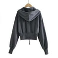 thumbnail image 6 of Womens Cropped Long Sleeve Hoodies Open Front Full-Zip Sweatshirts Relaxed Fit Lounge Warm Thermal Shirts with Pockets Comfy Fall Fashion Outfits Winter Clothes 2025, 6 of 6