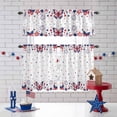 thumbnail image 3 of Independence Day Kitchen Curtains Valances 3 Piece Set, American Flag Butterflies White Rod Pocket Tier Curtain and Valance Drapes for Small Window 36 Inch Length for Bedroom Cafe, 3 of 9