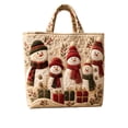 thumbnail image 2 of Christmas Tote Bag For Women, Reusable Quilted Shopping Tote With Reinforced Handles, Large Capacity Shopping Handbag Quilted Shoulder Carryall Vintage Snowman Print, 2 of 5