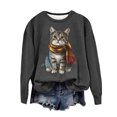 thumbnail image 4 of Sweatshirts For Women 2024 Fall Outfit Trendy Cute Printed Shirt Loose Fitting Round Neck Long Sleeve Hoodless Sweatshirts Tops Dark Gray L, 4 of 4