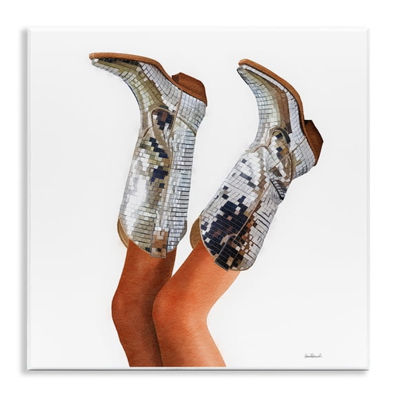 Stupell Industries Glitzy Glam Cowgirl Boots People Painting Unframed Art Print Wall Art, 12 x 12