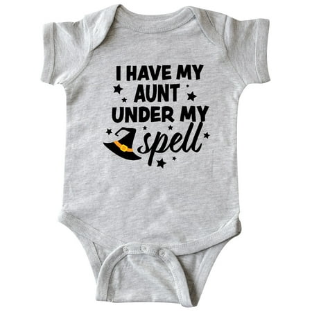 

Inktastic I Have My Aunt Under My Spell with Cute Witch Hat Gift Baby Boy or Baby Girl Bodysuit