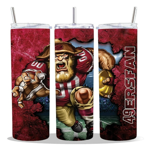 20 oz Insulated Double Wall Stainless Steel Tumbler with Spill Proof Lid and Reusable Straw, Water Bottle Coffee, TeamFan Fan Team Mascot Football Cup Mug Tumbler (SanFrancisco)