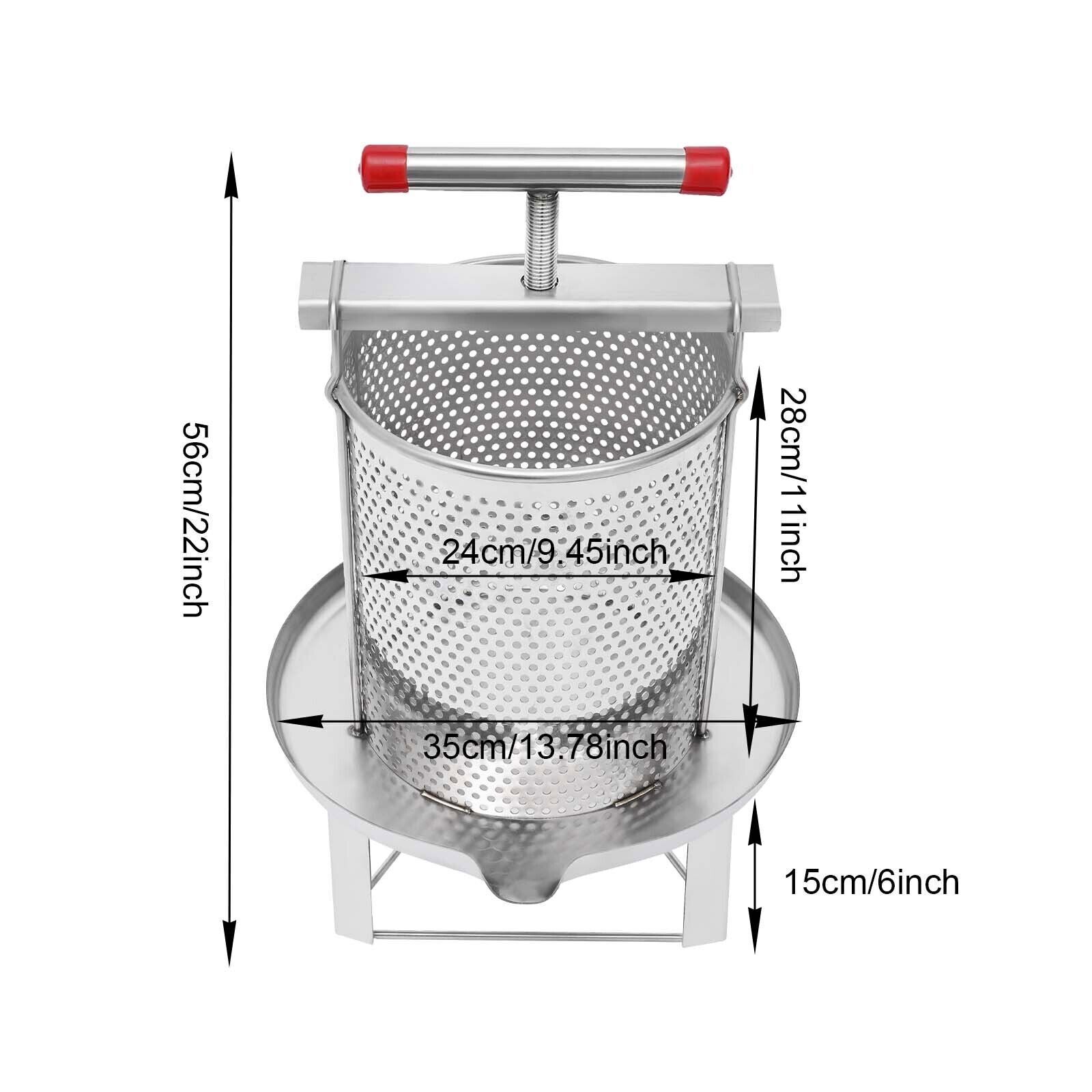 Beeswax Presser Manual Grape Fruit Juice Honey Large Press Extractor Stainless Steel