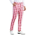 thumbnail image 5 of INSPIRE CHIC Plaid Pants for Men's Regular Fit Flat Front Business Contrast Color Trousers, 5 of 6