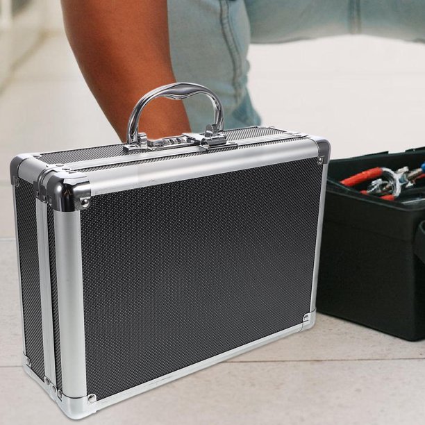 FOMIYES Organizador Para Herramientas Aluminio Negro Resistente Con Asa Y Cerradura Para Uso Doméstico