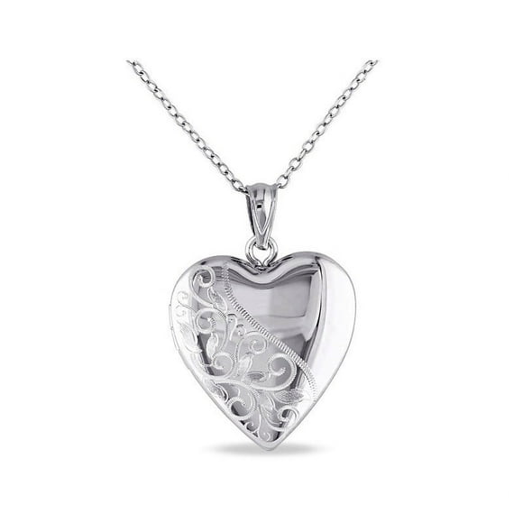 Sterling Silver Locket Heart Pendant Necklace with 18 Inch Chain