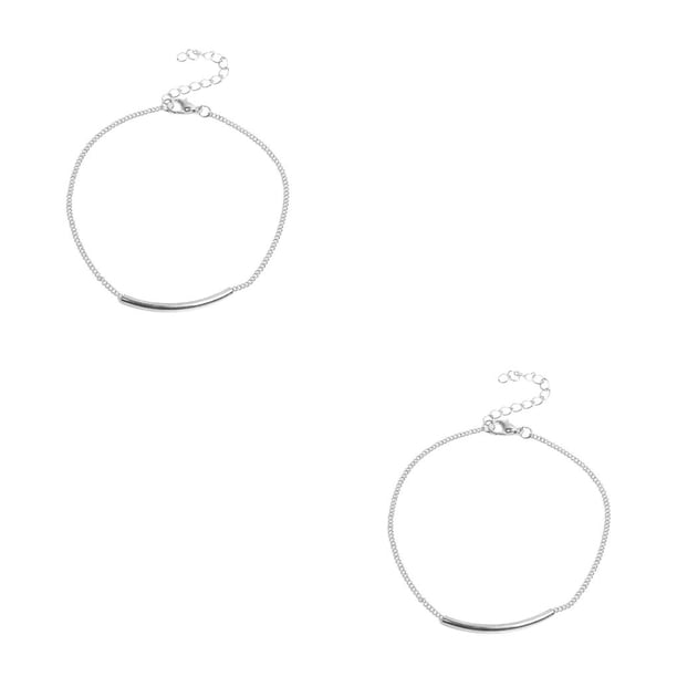 Minnieouse de tobillo Adorn Accesorio de moda para mujer Elegante Brazalete de joyería para mujer Estilo simple Tobillera Cadena Pies Plata 2piezas Minnieouse CBP267751