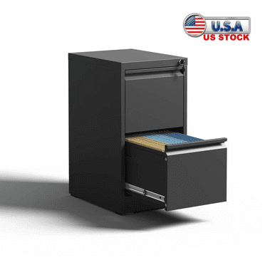 Tcbosik Metal Vertical File Cabinet with 2 Drawers for Home Office, Filing Storage Cabinet with Lock for A4 Legal/Letter Size, 14.96"L x 17.72"W x 28.78"H, Black