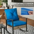 thumbnail image 6 of Premium 3-Pc Rattan Rocking Chair Set: Outdoor Patio/Porch Furniture w/ Water-Resistant Cushions & Slat Table - UV-Safe PE Rattan, Galvanized Steel Frame - Dark Blue/Natural/Black, 6 of 7