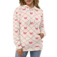 thumbnail image 4 of Pink Hearts Grid Pattern Background Men's Women Vintage 3D Hooded Sweatshirt - All-Season Loose Fit Streetwear, 4 of 6