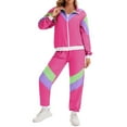 thumbnail image 2 of VBVC Women's Carnival 2 Piece Tracksuit,80s 90s Windbreaker Jacket and Jogger Pants,Colorblock Hip Hop Outfit For Women,Red,Size XXL, 2 of 8
