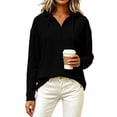 thumbnail image 5 of Quarter Zip Pullover wWomen Waffle Knit Long Sleeve Drawstring Casual Sweatshirt Hooded Tops, 5 of 7