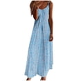 thumbnail image 1 of Robe d'Été pour Femmes Sans Manches à Col en V Imprimée Décontractée Longue Maxi pour Plage Vacances Tenue d'Extérieur, 1 of 6