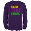 Mardi Gras Straight Outta New Orleans Mens Long Sleeve T Shirt Purple LG