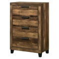 thumbnail image 1 of ACME Morales Wooden Rectangular 4-Drawer Chest with Metal Handle in Rustic Oak, 1 of 7