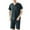 Navy, variant on Yuncity Men Loungewear Soft Short Sleeve Short Pants With Pockets Two Piece Pajamas Pajamas Men Pajama L