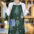 thumbnail image 5 of Dark Green Christmas Tree Pattern Apron-Garden Aprons for Women with Pockets-Cotton Linen Waterproof Kitchen Cooking Gardening Aprons Adjustable for Kitchen,Cooking,BBQ and Salon 33"x27", 5 of 7