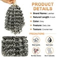 thumbnail image 4 of Lakihair 8inch Passion Twist Crochet Hair for Black Women 3PCS Curly Braiding Hair Crochet Braids (Grey), 4 of 6