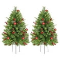 thumbnail image 6 of LmnLft Pre-Lit Artificial Christmas Tree, with Led Lights & Red Berries, Battery Operated Pre-Lit Holiday Planter Faux Christmas Greenery Artificial Evergreens for Porch Outdoor Xmas Decor, 6 of 9