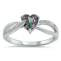 CHOOSE YOUR COLOR Multi-color CZ Heart Wholesale Ring .925 Sterling Silver Band Black Female Size 5
