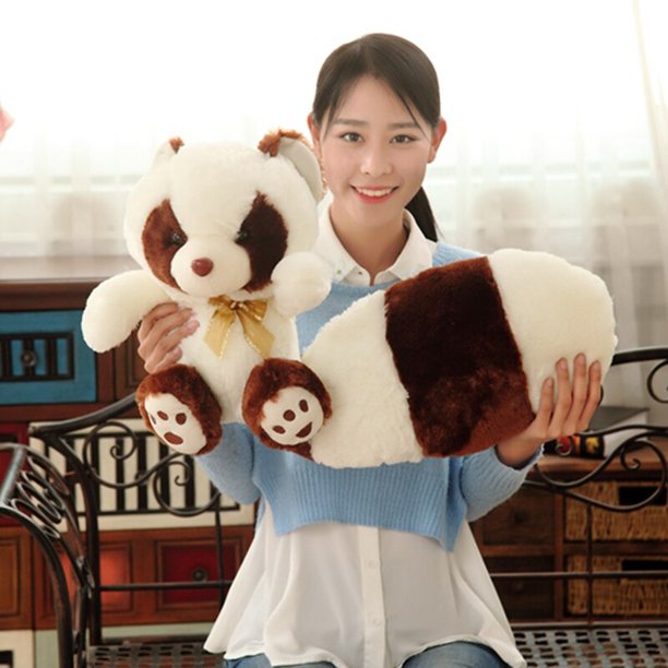 Cute Long Tail Plush Toy Raccoon Kid Playmate Soft Animal Stuffed Doll Sofa Pillow Back Cushion Baby Cartoon Pillow Girl Gifts zhangmengya LED