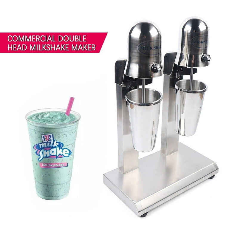 Tonchean Milkshake Maker Double Head Milk Shake Machines, Commercial Milk Shaker Mixer Stainless Steel Milkshake Blender, Electric Milk Shake Mixer