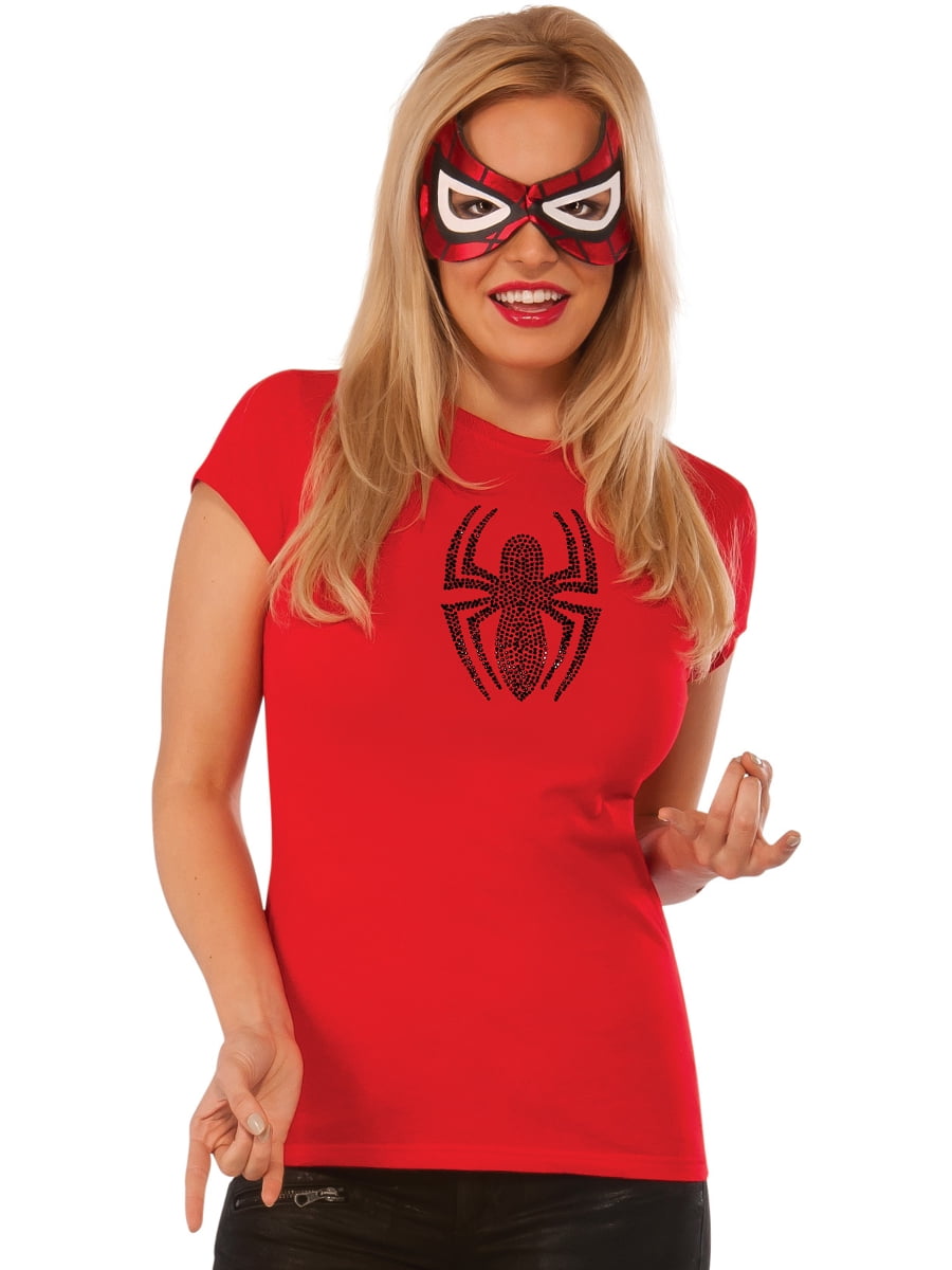 Rubies Costume Co Womens Adult Spider Girl Rhine Stone TShirt And Mask