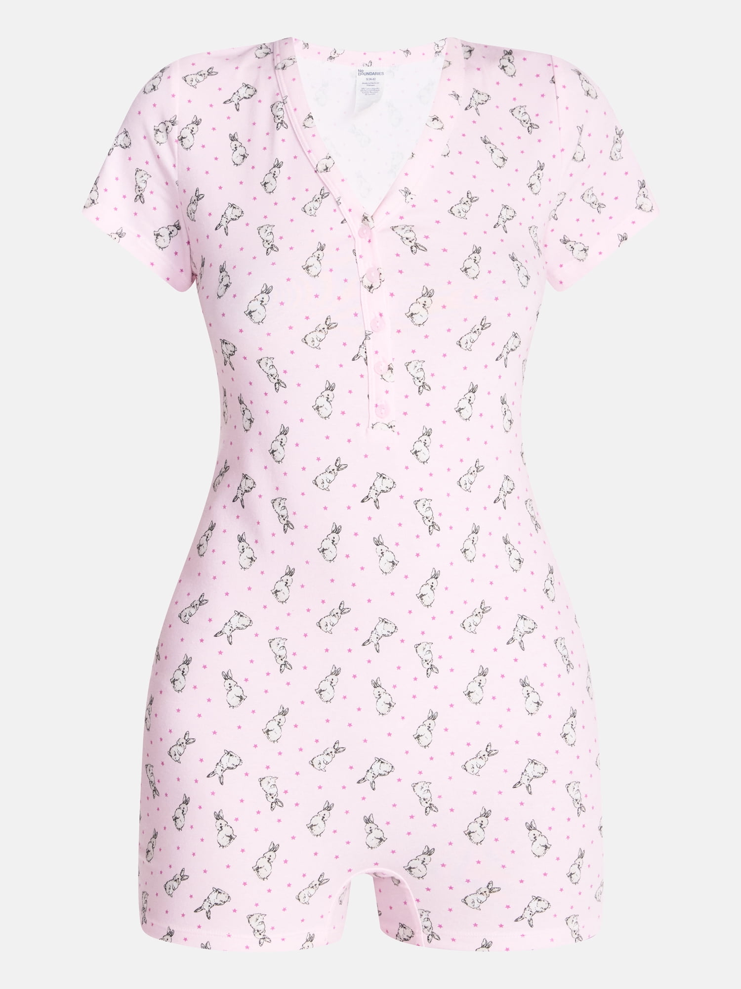 No Boundaries Cloud Core Sleepwear Romper, Women's XXS-3X