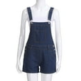 thumbnail image 4 of Womenâs Casual Adjustable Straps Stretch Denim Bib Overalls Shorts Rompers, 4 of 7