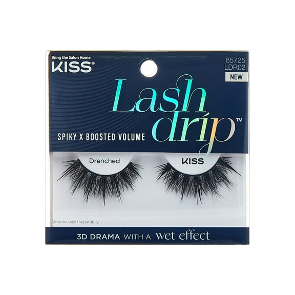 KISS Lash Drip 3D Drama, False Eyelashes, Drenched, Strip Lash, 1 Pair