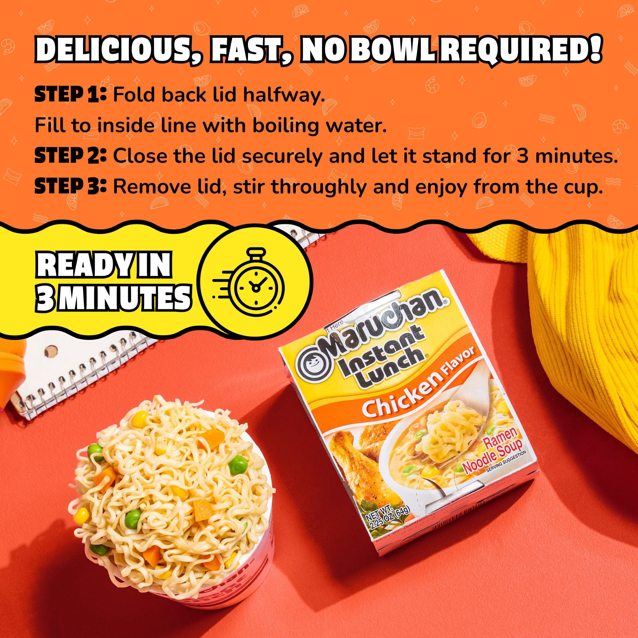 maruchan様 Maruchan, Instant Lunch Ramen Noodles, 2.25 oz Cup, Chicken Flavor