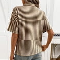 thumbnail image 5 of Ruimatai Women's Casual Striped Short Sleeve Blouse Turndown Collar Fashion Tops Soft Comfortable Elegant Summer Shirt, 5 of 7