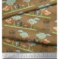 thumbnail image 2 of Soimoi Crepe Silk Fabric Tree,Deer & Racoon Cartoon Print Fabric by Yard 42 Inch Wide, 2 of 3