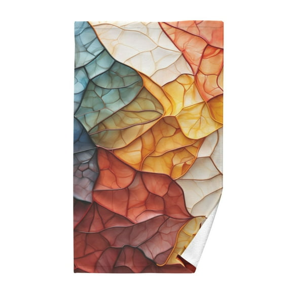 Abstract Leaves Autumn Cotton Face Towels Soft Hand Towel Absorbent Bathroom Towel for Kitchen Hotel Decoration