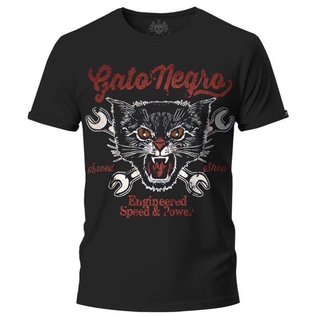 Playera Negra Manga Corta Chica Gato Negro