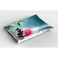 thumbnail image 2 of Ambesonne Lotus Flower Pillow Sham 2 Pack, Spa Theme Rocks, 36"x20", Blue Pink Green, 2 of 3