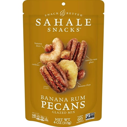 Sahale Snacks Glazed Mix Banana Rum Pecans 4 oz Pack of 3
