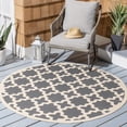 thumbnail image 3 of SAFAVIEH Courtyard Amanda Geometric Indoor/Outdoor Area Rug, 6'7" x 6'7" Round, Anthracite/Beige, 3 of 10